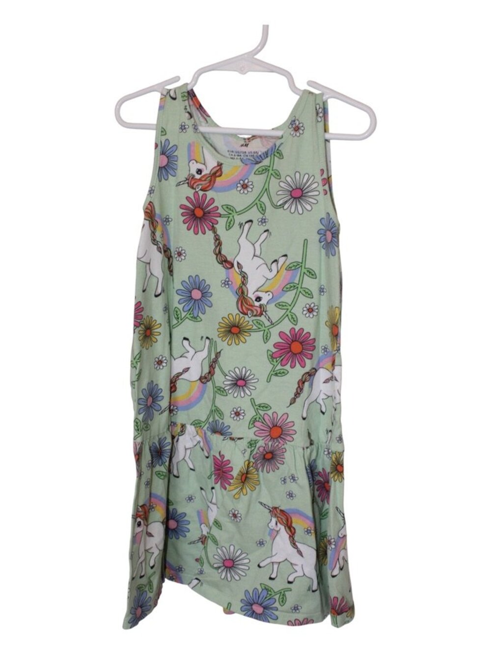 Girl's H&M Size 6X Play Dress Unicorn Pattern 100% Cotton Jersy Tank Top Dress